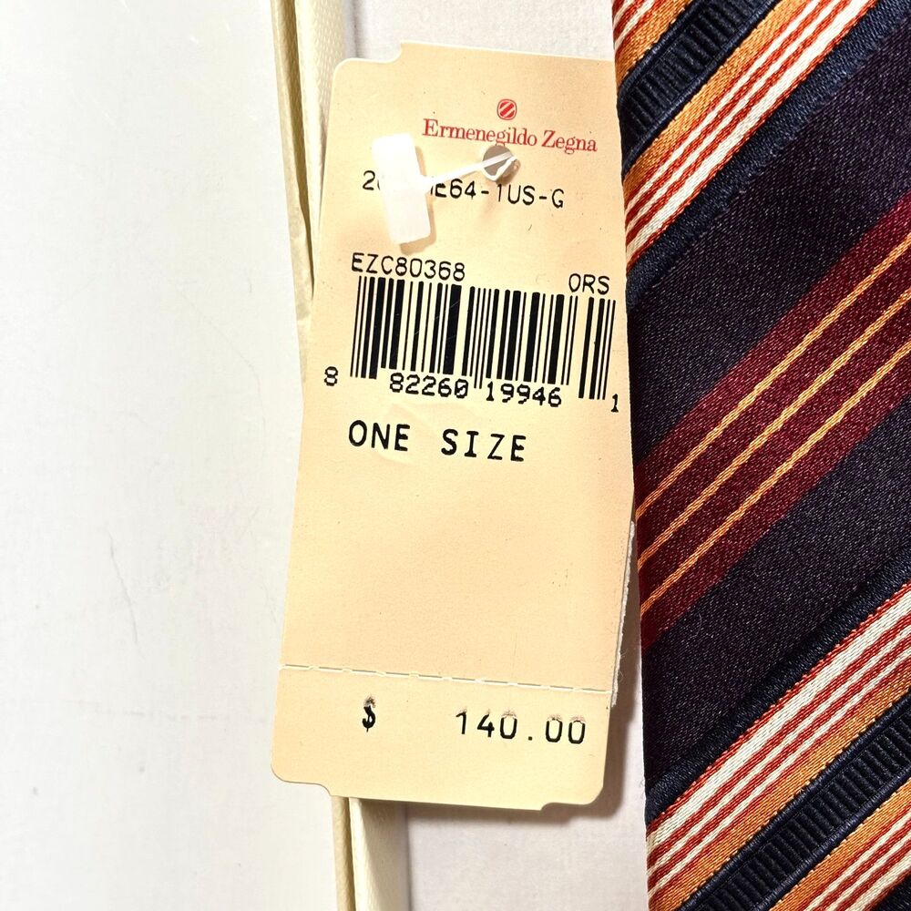 ERMENEGILDO ZEGNA 95% Silk/Cotton Tie/Necktie Italy Striped VTG Purple/Red NWT - Picture 3 of 14